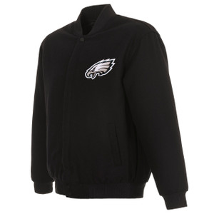 Philadelphia Eagles Wool Reversible Jacket Embroidered Logos - Black Philadelphia Eagles Wool Reversible Jacket Embroidered Logos - Black