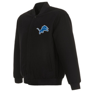 Detroit Lions Reversible Wool Jacket Embroidered Logos - Black Detroit Lions Reversible Wool Jacket Embroidered Logos - Black