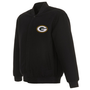 Green Bay Packers Wool Reversible Jacket Embroidered Logos - Black Green Bay Packers Wool Reversible Jacket Embroidered Logos - Black