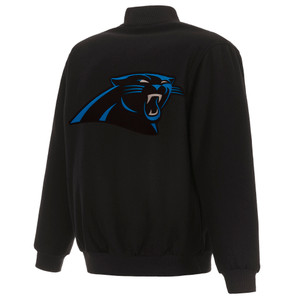 Carolina Panthers Wool Reversible Jacket w/ Embroidered Logos - Black Carolina Panthers Wool Reversible Jacket w/ Embroidered Logos - Black