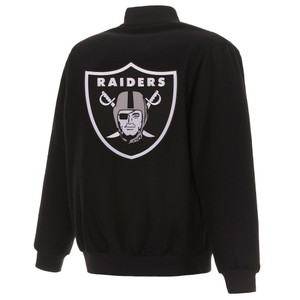Las Vegas Raiders Wool Reversible Jacket w/ Embroidered Logos - Black Las Vegas Raiders Wool Reversible Jacket w/ Embroidered Logos - Black