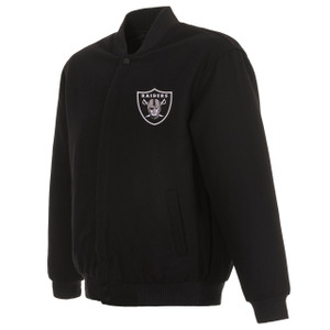 Las Vegas Raiders Wool Reversible Jacket Embroidered Logos - Black Las Vegas Raiders Wool Reversible Jacket Embroidered Logos - Black