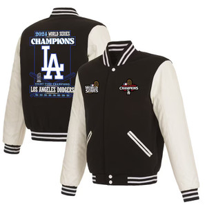 Los Angeles Dodgers JH Design 2024 World Series Champions Reversible Fleece & Faux Leather Full-Snap Jacket - Black /White Los Angeles Dodgers JH Design 2024 World Series Champions Reversible Fleece & Faux Leather Full-Snap Jacket - Black /White