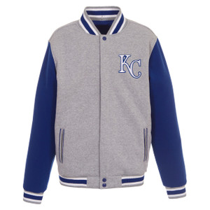 MLB Kansas City Royals  JH Design Two Tone Reversible Fleece Jacket - Gray/Royal
