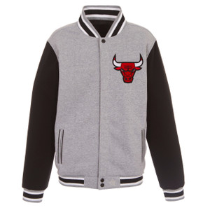 Chicago Bulls JH Design Two Tone Reversible Fleece Jacket - Gray/Black