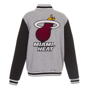 NBA Miami Heat JH Design Two-Tone Reversible Fleece Jacket - Gray/Black NBA Miami Heat JH Design Two-Tone Reversible Fleece Jacket - Gray/Black