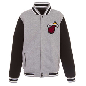 NBA Miami Heat JH Design Two Tone Reversible Fleece Jacket - Gray/Black NBA Miami Heat JH Design Two Tone Reversible Fleece Jacket - Gray/Black