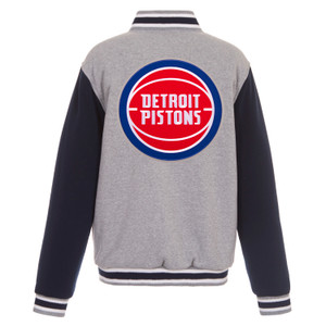 Detroit Pistons JH Design Two-Tone Reversible Fleece Jacket Gray/Navy Detroit Pistons JH Design Two-Tone Reversible Fleece Jacket Gray/Navy