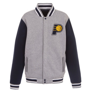 Indiana Pacers  JH Design - Two-Tone Reversible Fleece Jacket - Gray/Navy