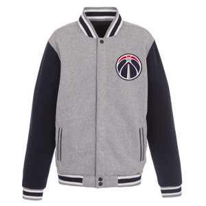 Washington Wizards JH Design Two-Tone Reversible Fleece Jacket - Gray/Navy Washington Wizards JH Design Two-Tone Reversible Fleece Jacket - Gray/Navy