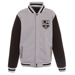 NHL Los Angeles Kings JH Design Two Tone Reversible Fleece Jacket - Gray/Black NHL Los Angeles Kings JH Design Two Tone Reversible Fleece Jacket - Gray/Black