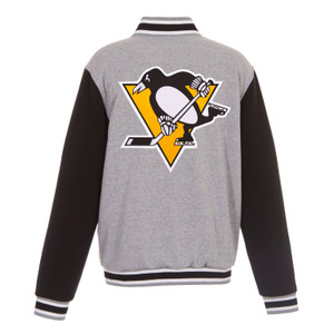 NHL Pittsburgh Penguins JH Design  Two-Tone Reversible Fleece Jacket - Gray/Black NHL Pittsburgh Penguins JH Design  Two-Tone Reversible Fleece Jacket - Gray/Black