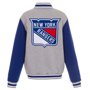 NHL New York Rangers JH Design Two-Tone Reversible Fleece Jacket - Gray/Royal NHL New York Rangers JH Design Two-Tone Reversible Fleece Jacket - Gray/Royal