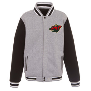 NHL Minnesota Wild JH Design Two Tone Reversible Fleece Jacket - Gray/Black NHL Minnesota Wild JH Design Two Tone Reversible Fleece Jacket - Gray/Black