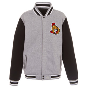 NHL Ottawa Senators JH Design Two-Tone Reversible Fleece Jacket - Gray/Black NHL Ottawa Senators JH Design Two-Tone Reversible Fleece Jacket - Gray/Black