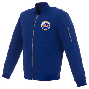 MLB New York Mets JH Design Vintage Logo Lightweight Nylon Bomber Jacket – Royal