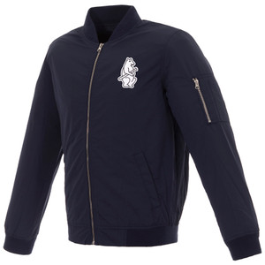 Chicago Cubs JH Design Vintage Logo  Lightweight Nylon Bomber Jacket – Navy