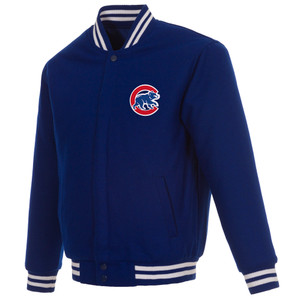 MLB Chicago Cubs Reversible Embroidered  Wool Jacket  Royal  JH Design