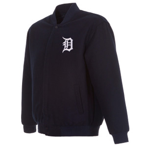 MLB Detroit Tigers  JH Design Reversible Wool  Embroidered Logos Jacket Navy