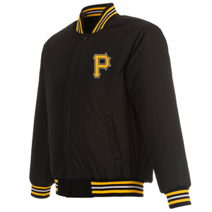 Pittsburgh Pirates JH Design Reversible Wool Jacket Embroidered Logos Black Pittsburgh Pirates JH Design Reversible Wool Jacket Embroidered Logos Black