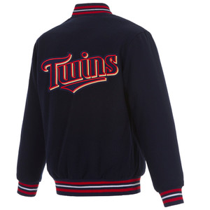 Minnesota Twins JH Design Reversible Wool Jacket Embroidered Logos Navy Minnesota Twins JH Design Reversible Wool Jacket Embroidered Logos Navy