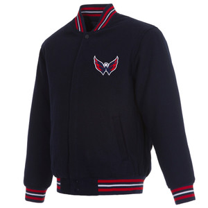 Washington Capitals Reversible Wool Jacket Embroidered Logos - JH Design- Navy Washington Capitals Reversible Wool Jacket Embroidered Logos - JH Design- Navy