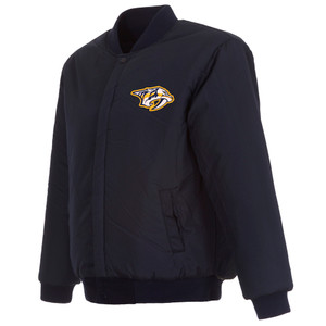 Nashville Predators Reversible Wool Jacket --Embroidered Logos - JH Design Navy Nashville Predators Reversible Wool Jacket --Embroidered Logos - JH Design Navy