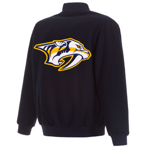 Nashville Predators Reversible Wool Jacket Embroidered Logos - JH Design Navy Nashville Predators Reversible Wool Jacket Embroidered Logos - JH Design Navy