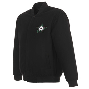 Dallas Stars Reversible Wool Jacket - Embroidered Logos JH Design- Black Dallas Stars Reversible Wool Jacket - Embroidered Logos JH Design- Black