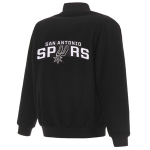 San Antonio Spurs Reversible Wool Jacket - Embroidered Logos JH Design-Black San Antonio Spurs Reversible Wool Jacket - Embroidered Logos JH Design-Black