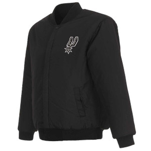 San Antonio Spurs Reversible Wool Jacket Embroidered Logos JH Design-Black San Antonio Spurs Reversible Wool Jacket Embroidered Logos JH Design-Black