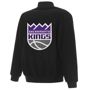 Sacramento Kings Reversible Wool Jacket - Embroidered Logos JH Design Black Sacramento Kings Reversible Wool Jacket - Embroidered Logos JH Design Black