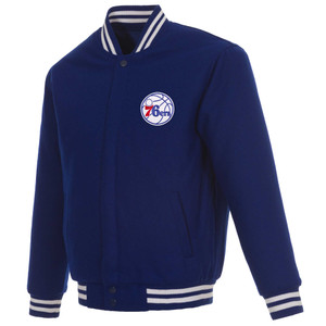 Philadelphia 76ers Reversible Wool Jacket - Embroidered Logos JH Design Royal Philadelphia 76ers Reversible Wool Jacket - Embroidered Logos JH Design Royal