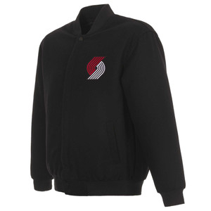 Portland Trail Blazers Reversible Wool Jacket - Embroidered Logos JH Design Black