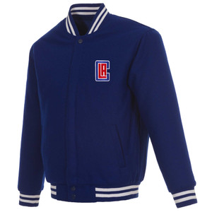 Los Angeles Clippers Reversible Wool Jacket Embroidered Logos JH Design - Royal Los Angeles Clippers Reversible Wool Jacket Embroidered Logos JH Design - Royal