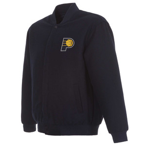 Indiana Pacers Reversible Wool Jacket - Embroidered Logos JH Design Navy