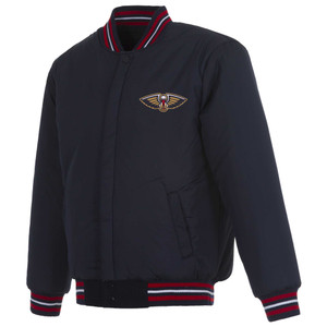 New Orleans Pelicans Reversible Wool Jacket - Embroidered Logos JH Design Navy