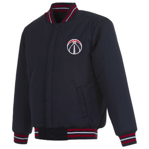 Washington Wizards Reversible Wool Jacket - Embroidered Logos JH Design Navy Washington Wizards Reversible Wool Jacket - Embroidered Logos JH Design Navy