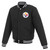 Pittsburgh Steelers  JH Design Reversible Fleece Jacket with Faux Leather Sleeves - Black/White Pittsburgh Steelers  JH Design Reversible Fleece Jacket with Faux Leather Sleeves - Black/White