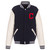 Cleveland Indians - JH Design Reversible Fleece Jacket with Faux Leather Sleeves - Navy/White