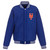 New York Mets - JH Design Reversible Fleece Jacket with Faux Leather Sleeves - Royal/White