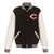 Cincinnati Reds  JH Design Reversible Fleece Jacket with Faux Leather Sleeves - Black/White