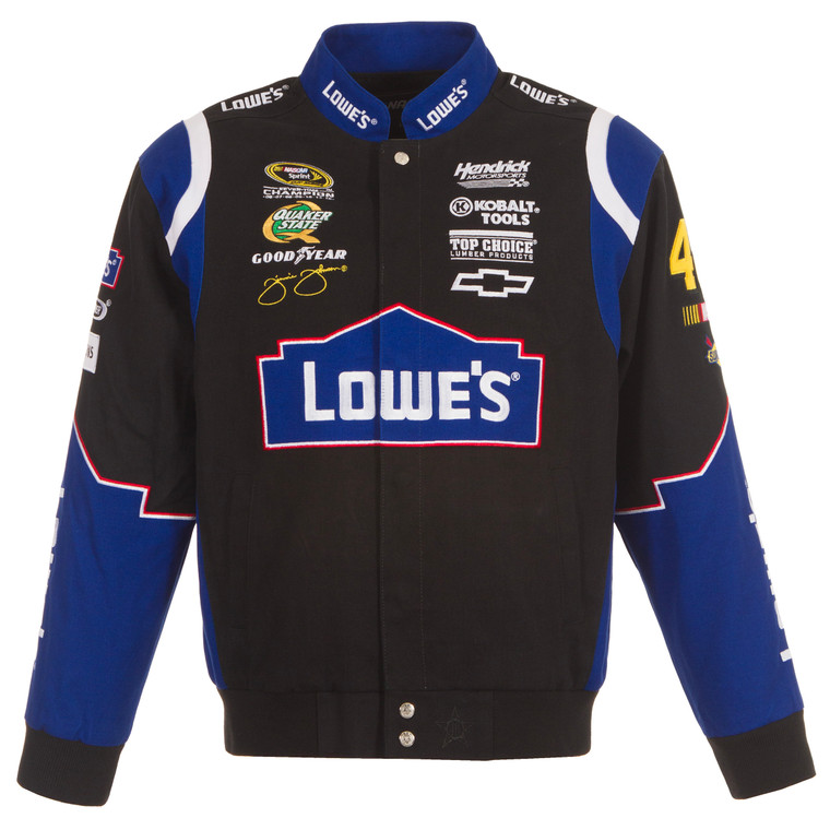 2024 Jimmie Johnson JH Design NASCAR Lowes Black Uniform Full-Snap Jacket