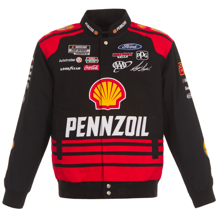 2024 Joey Logano JH Design NASCAR Pennzoil Black Full-Snap Jacket