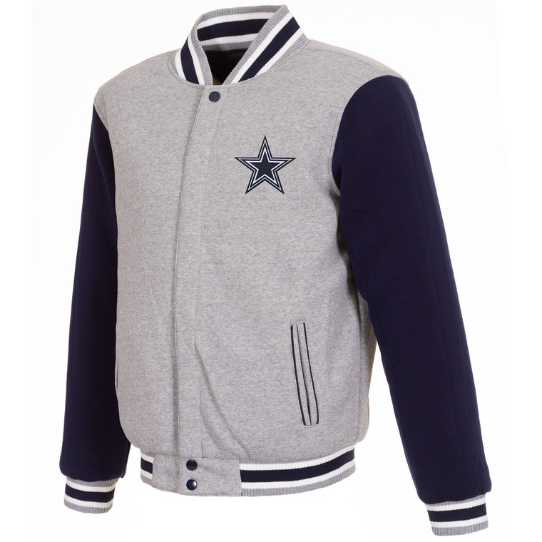 Dallas Cowboys Two Tone Reversible Fleece Jacket - Gray/Navy