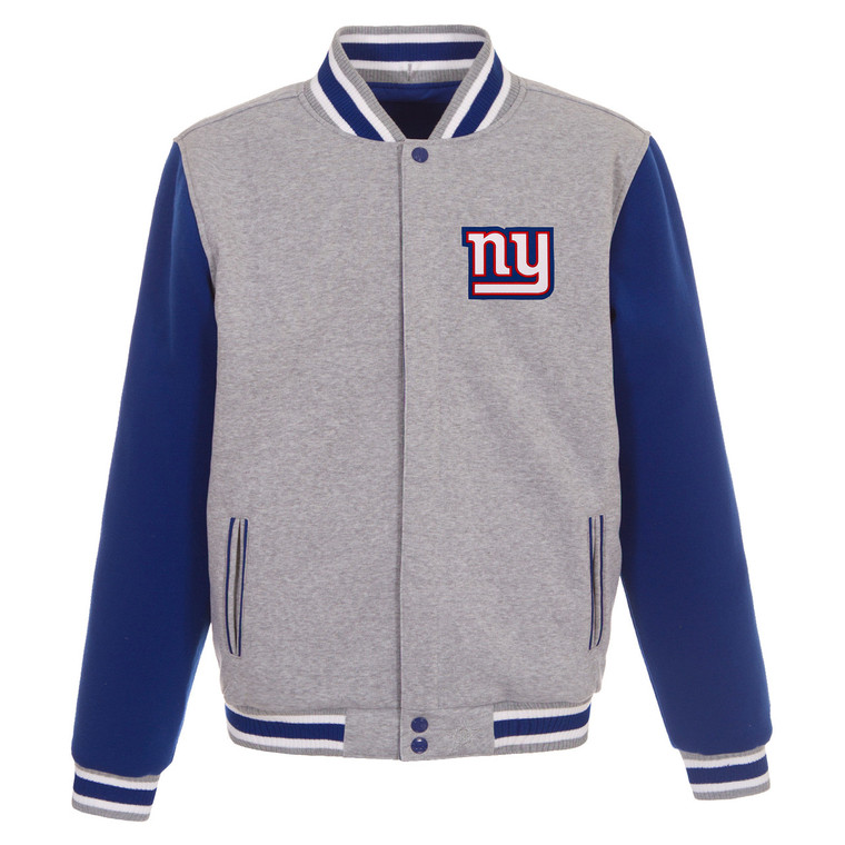 New York Giants Two Tone Reversible Fleece Jacket - Gray/Royal