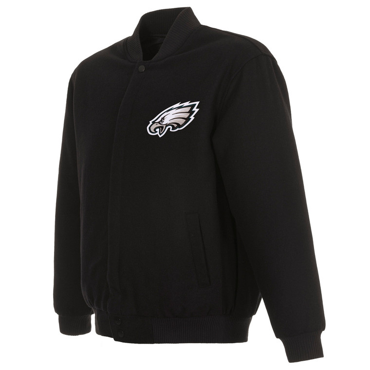 Philadelphia Eagles Wool Reversible Jacket  Embroidered Logos - Black