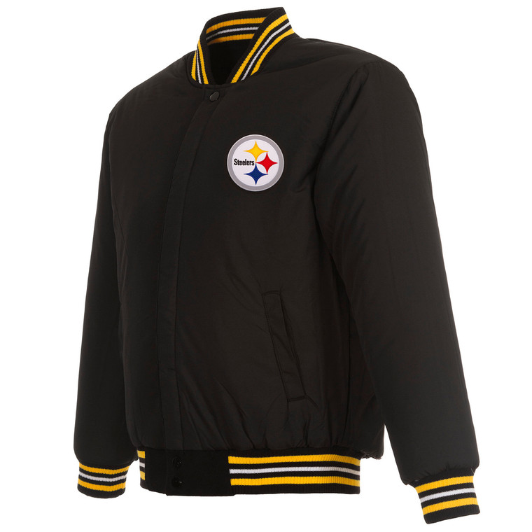 NFL Pittsburgh Steelers  JH Design Wool  Reversible Jacket w/ Embroidered Logos  Black