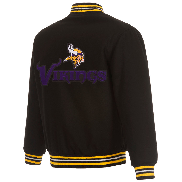 NFL Minnesota Vikings  JH Design  Wool Reversible Jacket w/ Embroidered Logos - Black