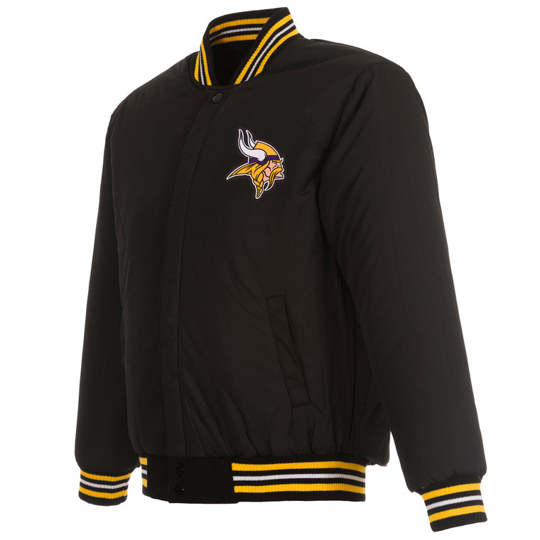 NFL Minnesota Vikings  JH Design  Wool Reversible Jacket w/ Embroidered Logos  Black
